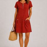 Linda Linen-Blend A-Line Dress