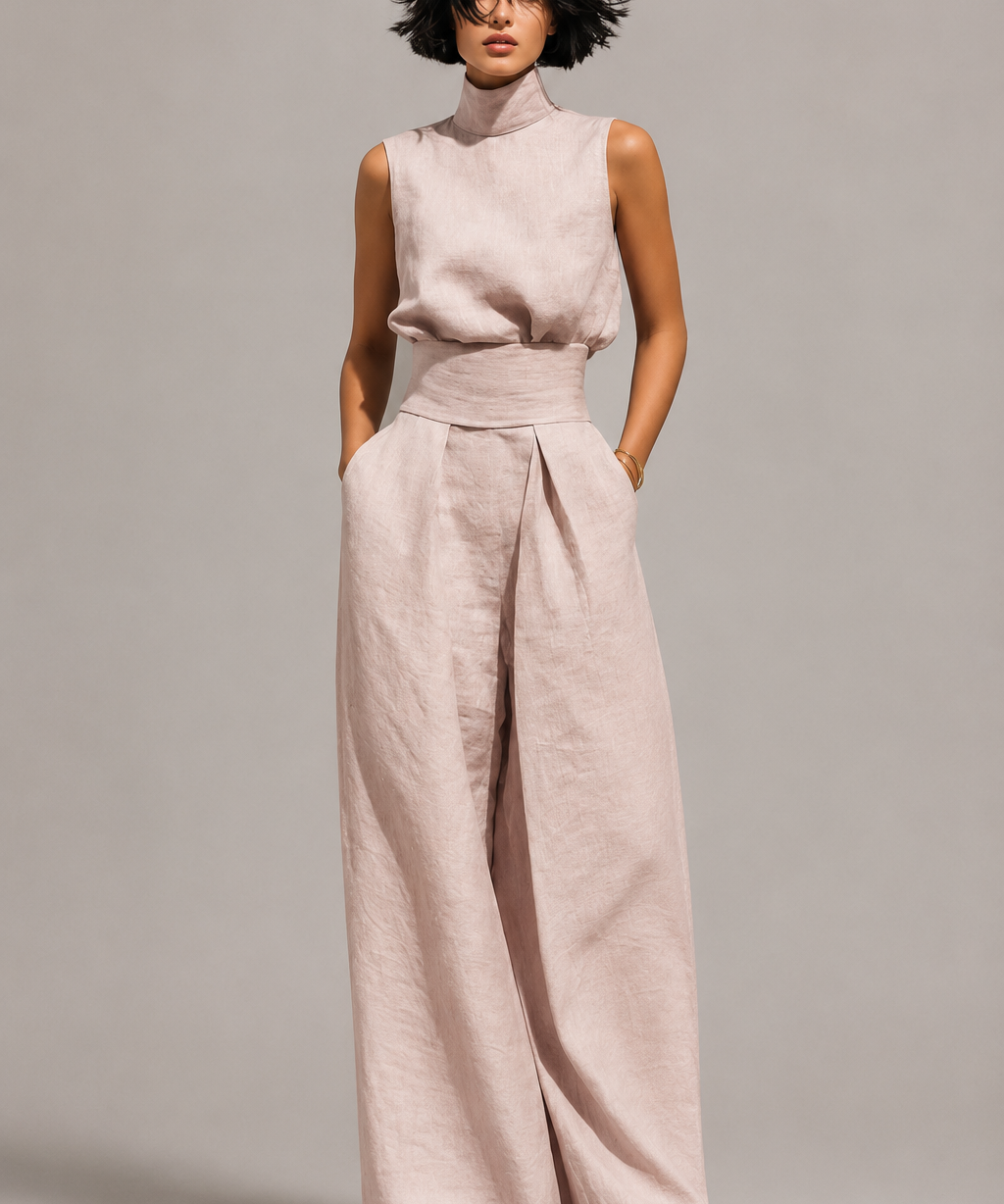 Anna Linen-Blend Two-Piece Set