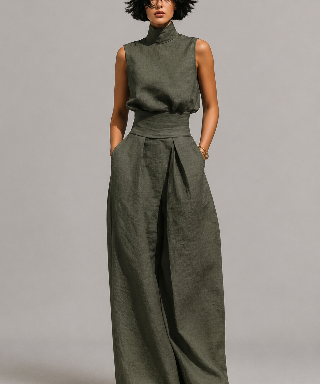 Anna Linen-Blend Two-Piece Set