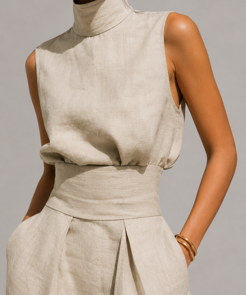 Anna Linen-Blend Two-Piece Set