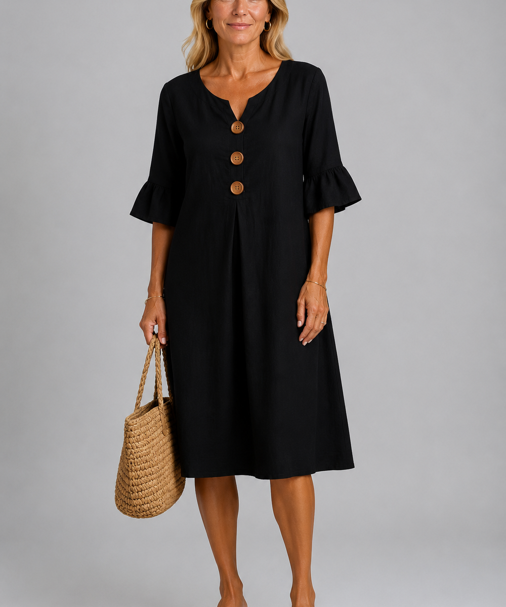 Mary Relaxed Button Midi Dress