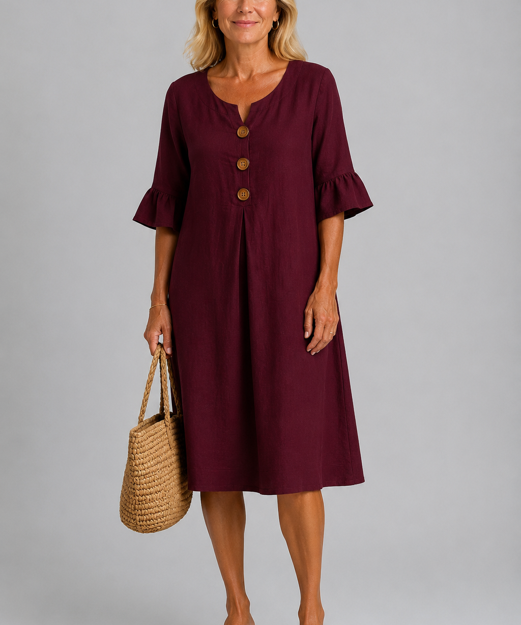 Mary Relaxed Button Midi Dress