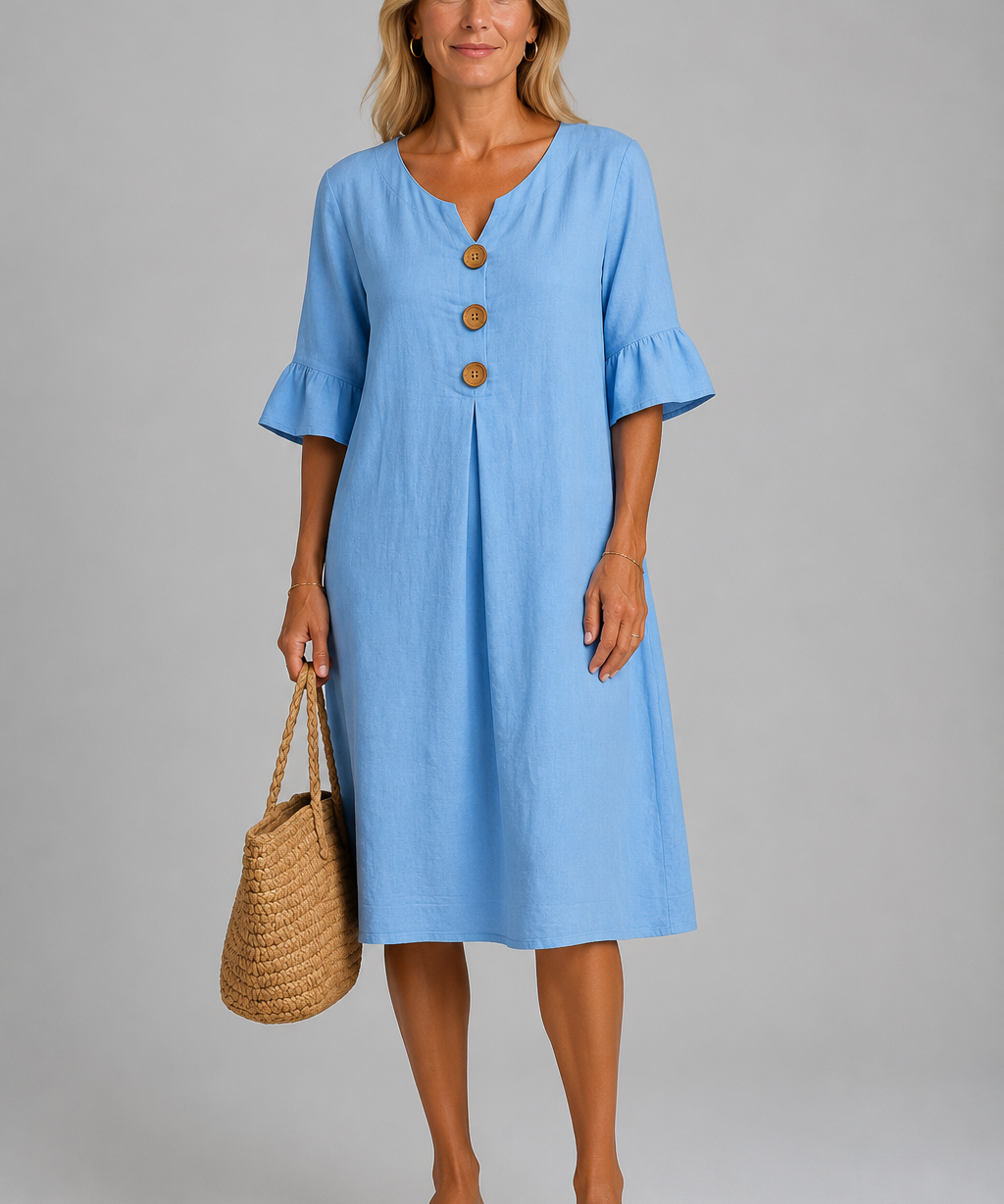 Mary Relaxed Button Midi Dress