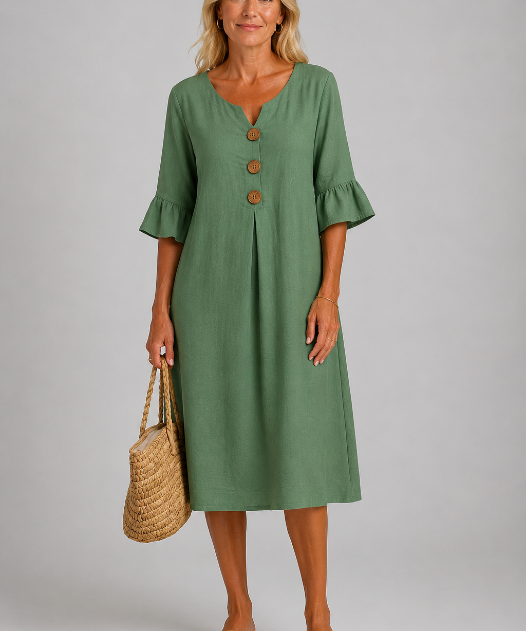 Mary Relaxed Button Midi Dress