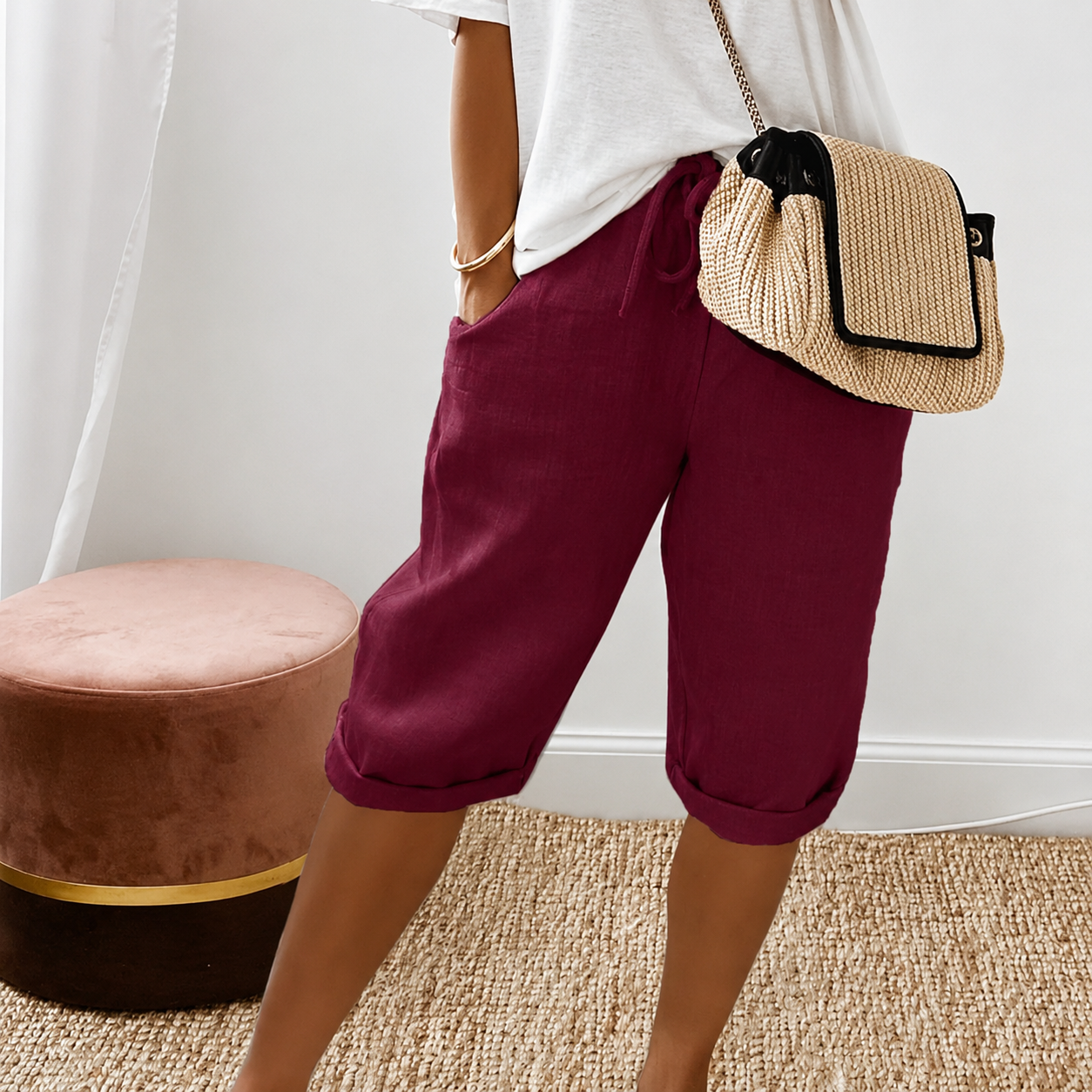 Eileen Drawstring Capri Trousers