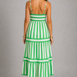 Angela Striped Bandeau Midi Dress
