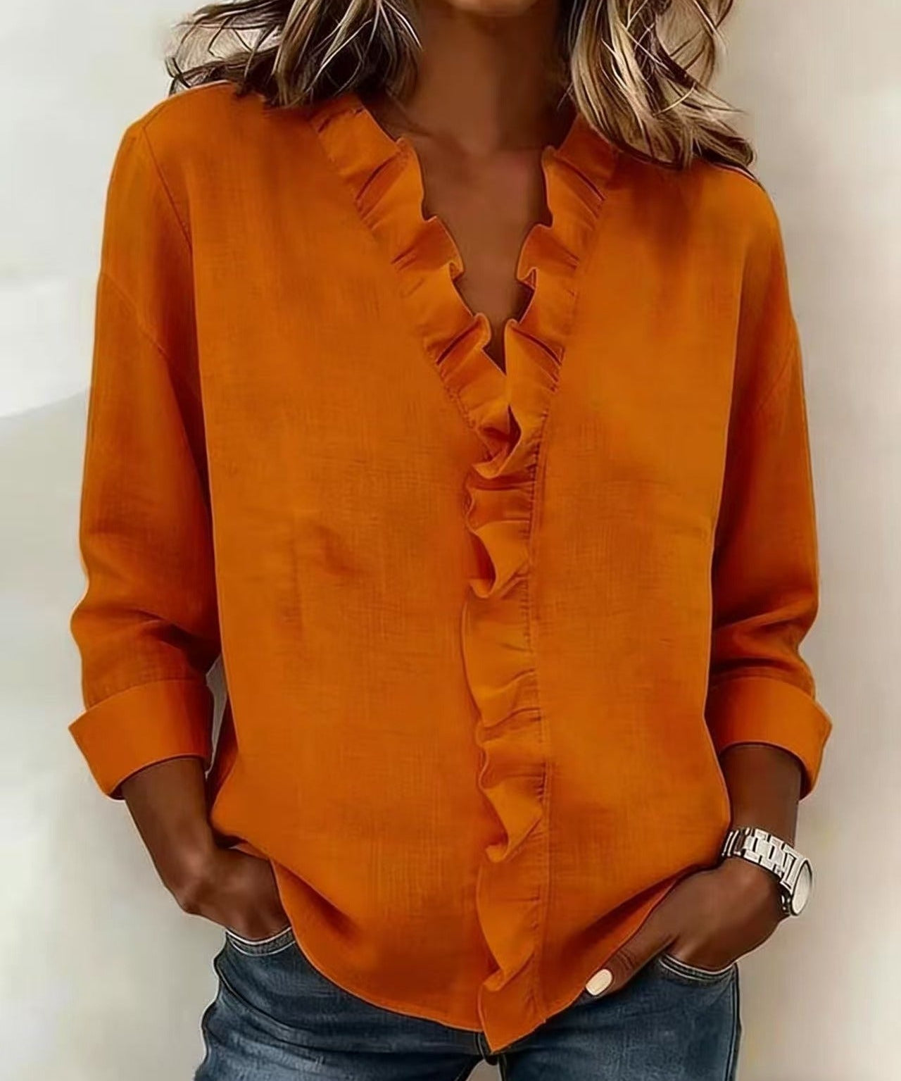 Una Ruffle Neck Blouse