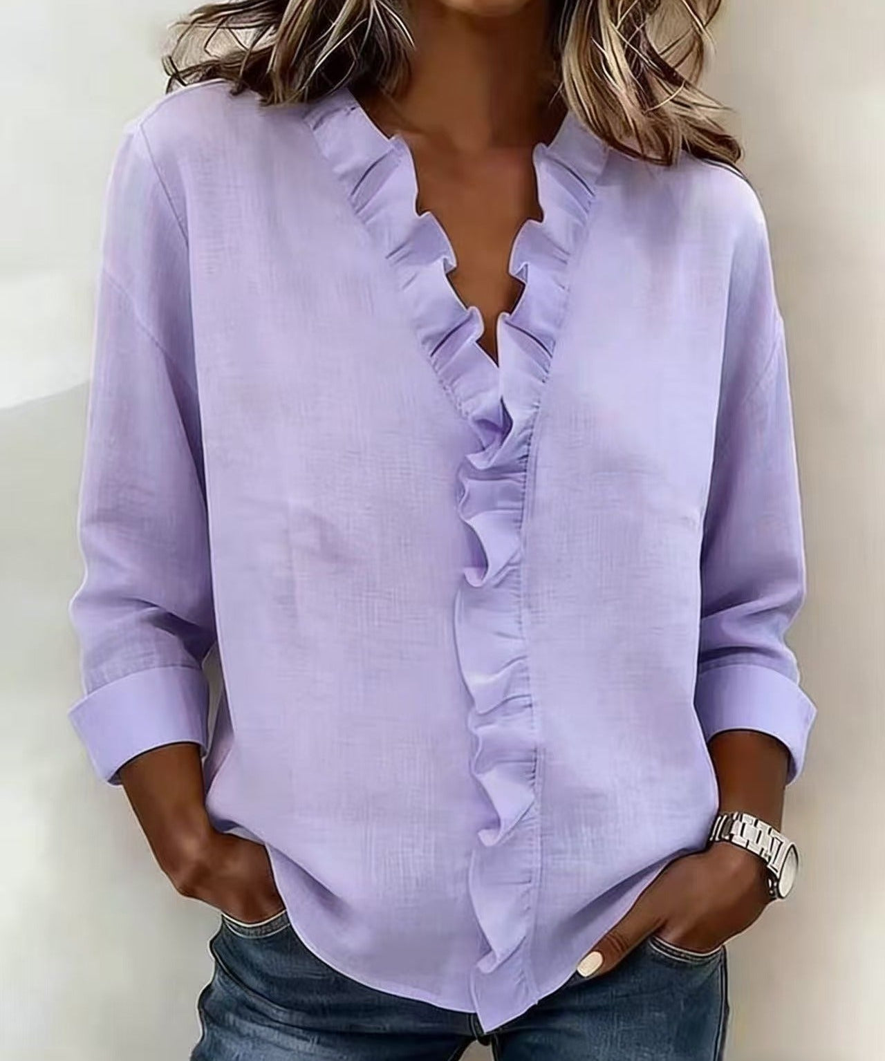 Una Ruffle Neck Blouse