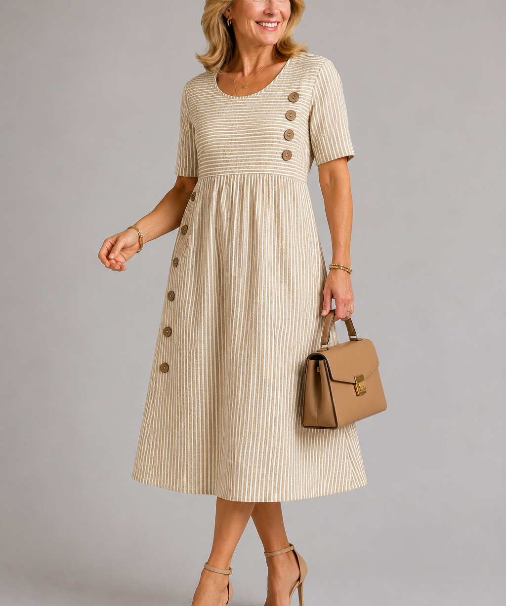 Caroline Striped Midi Dress
