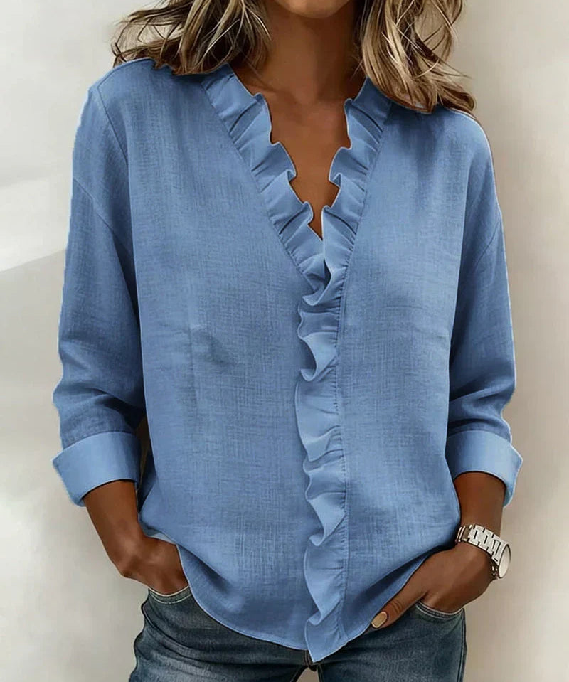 Una Ruffle Neck Blouse