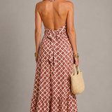 Jacqueline Geometric Halter Maxi Dress